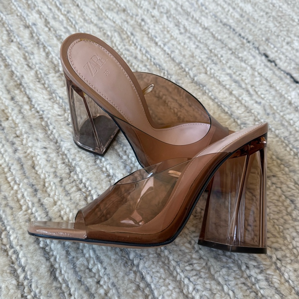 Zara Brown Transparent Mules
